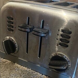 Stainless Steel Toaster with Black Accents